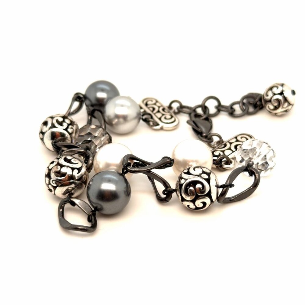 Gunmetal Brighton Double Strand‎ Pearl Bracelet